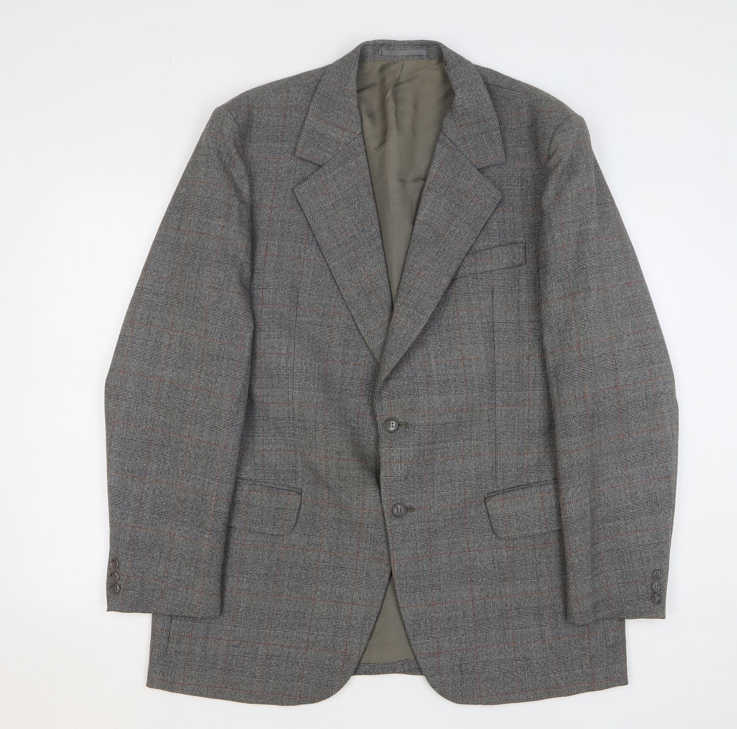 Preworn Mens Grey Check Wool Jacket Suit Jacket Size 44