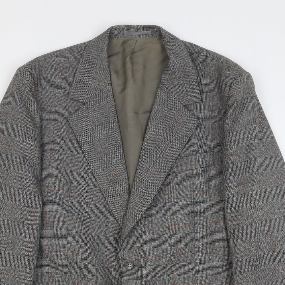 Preworn Mens Grey Check Wool Jacket Suit Jacket Size 44