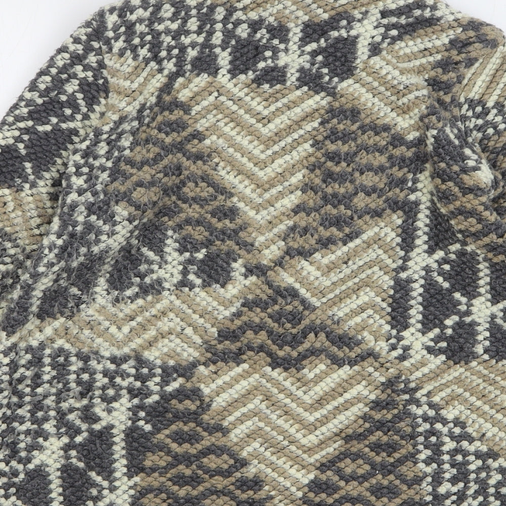 Freez Womens Multicoloured Collared Geometric Polyester Cardigan Jumper Size S