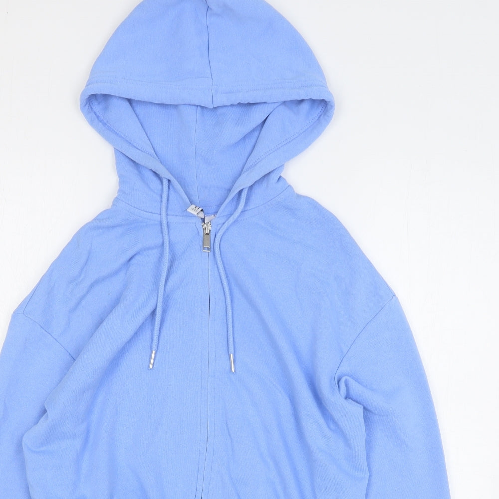 H&M Womens Blue Cotton Full Zip Hoodie Size S Zip