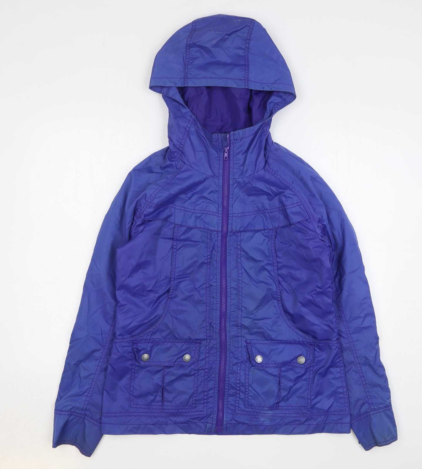 Fat Face Womens Blue Rain Coat Coat Size 12 Zip