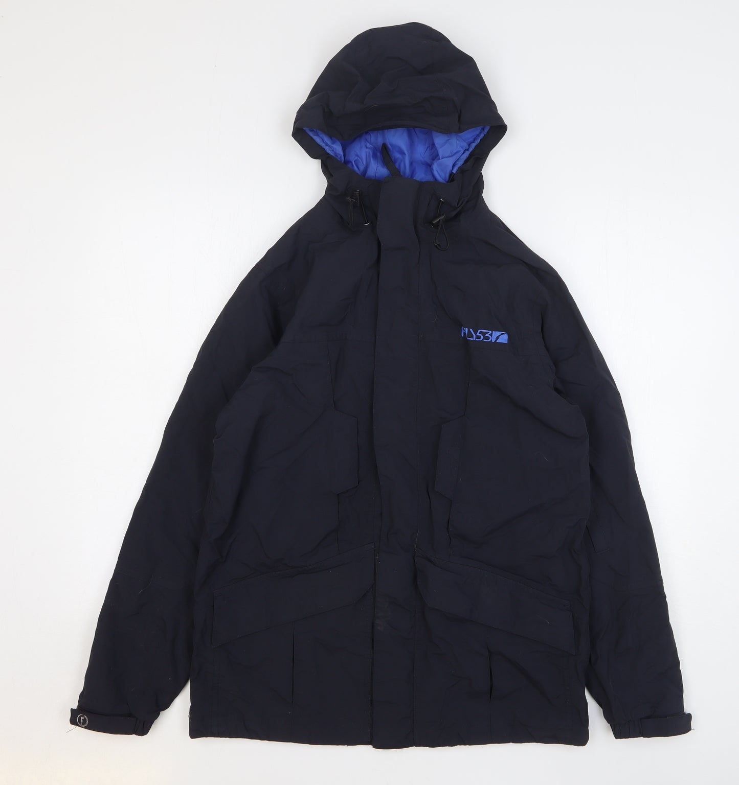 FLY53 Mens Black Rain Coat Coat Size M Zip