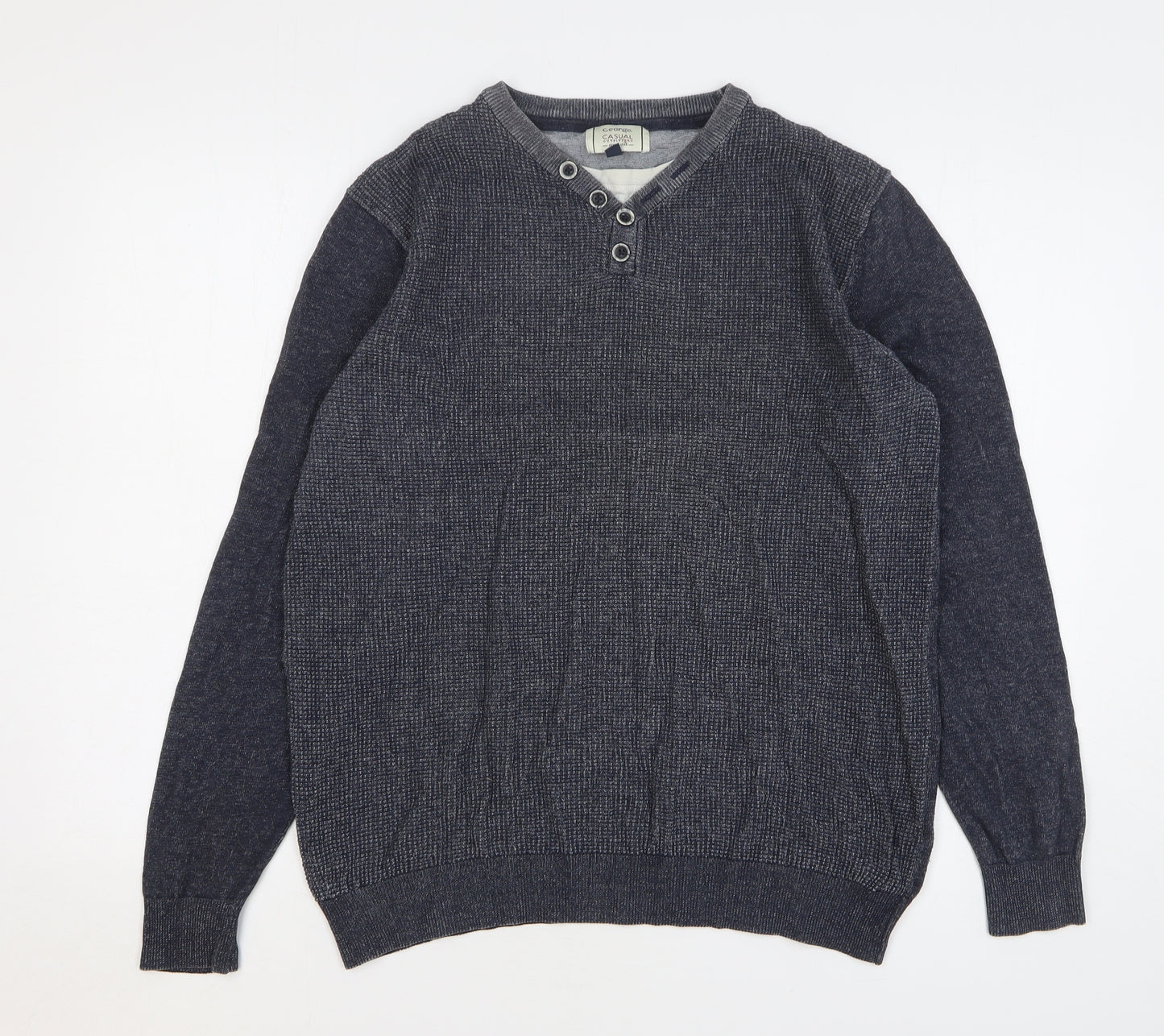 George Mens Blue Cotton Pullover Sweatshirt Size L