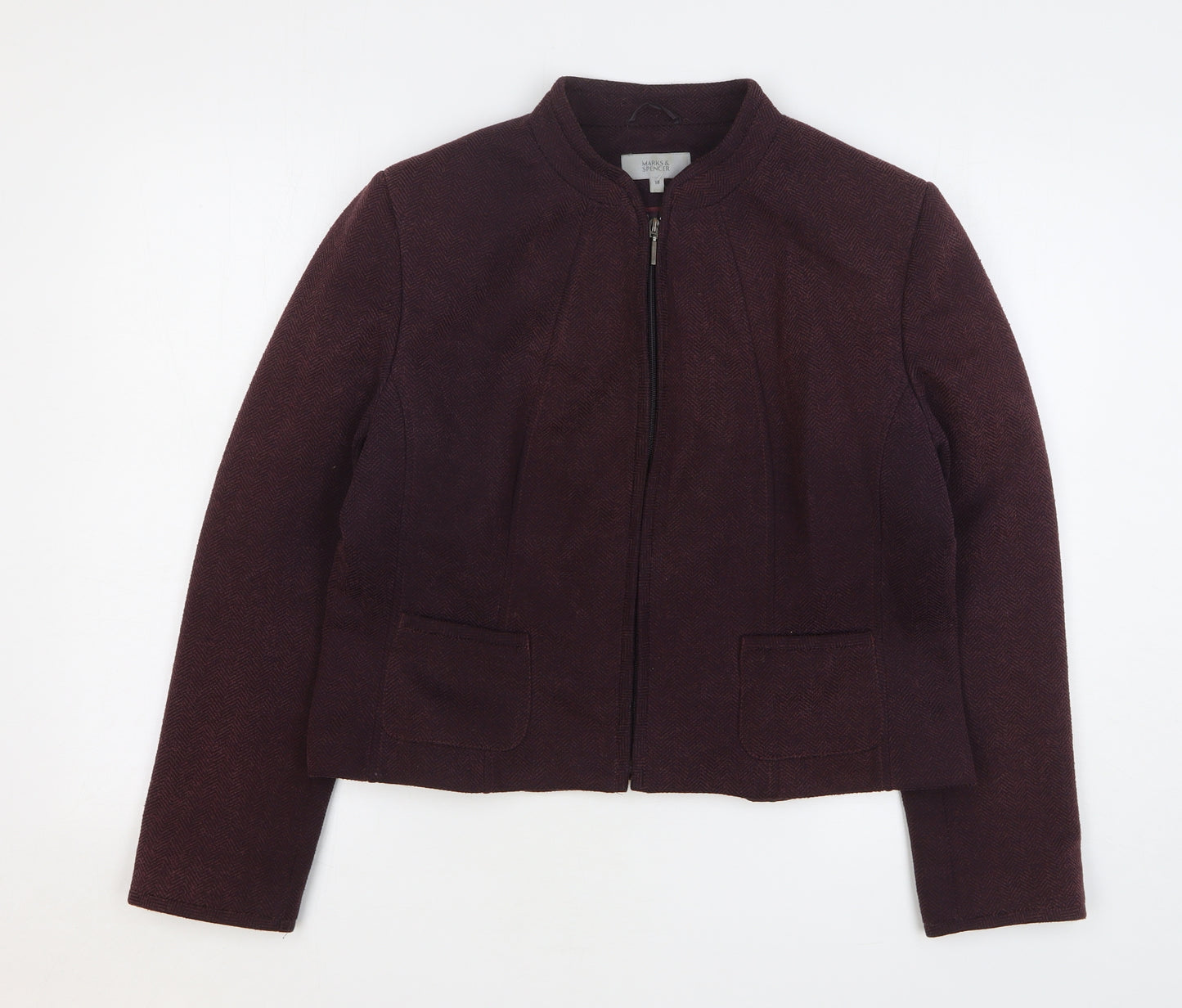 Marks and Spencer Womens Purple Jacket Size 18 Zip
