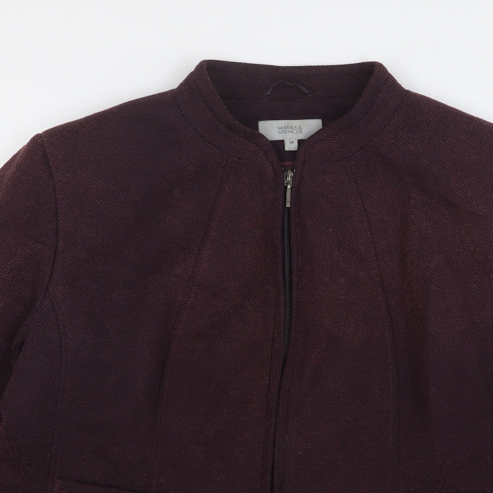 Marks and Spencer Womens Purple Jacket Size 18 Zip