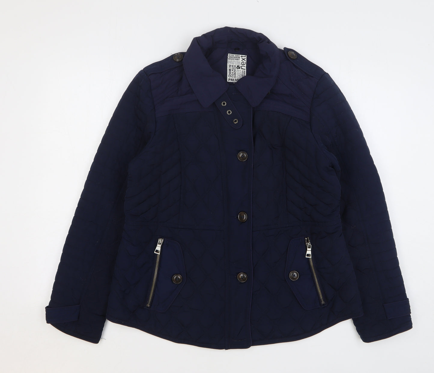 NEXT Womens Blue Quilted Jacket Size 16 Zip