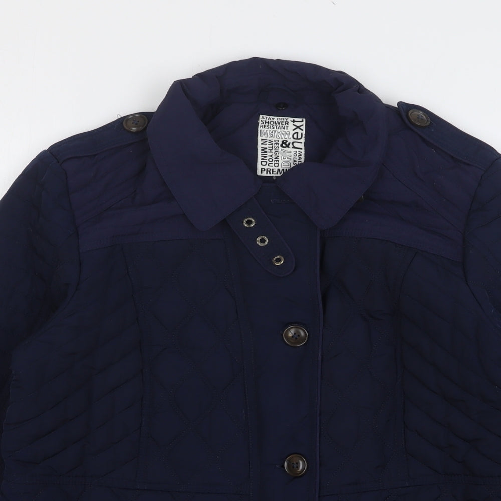 NEXT Womens Blue Quilted Jacket Size 16 Zip
