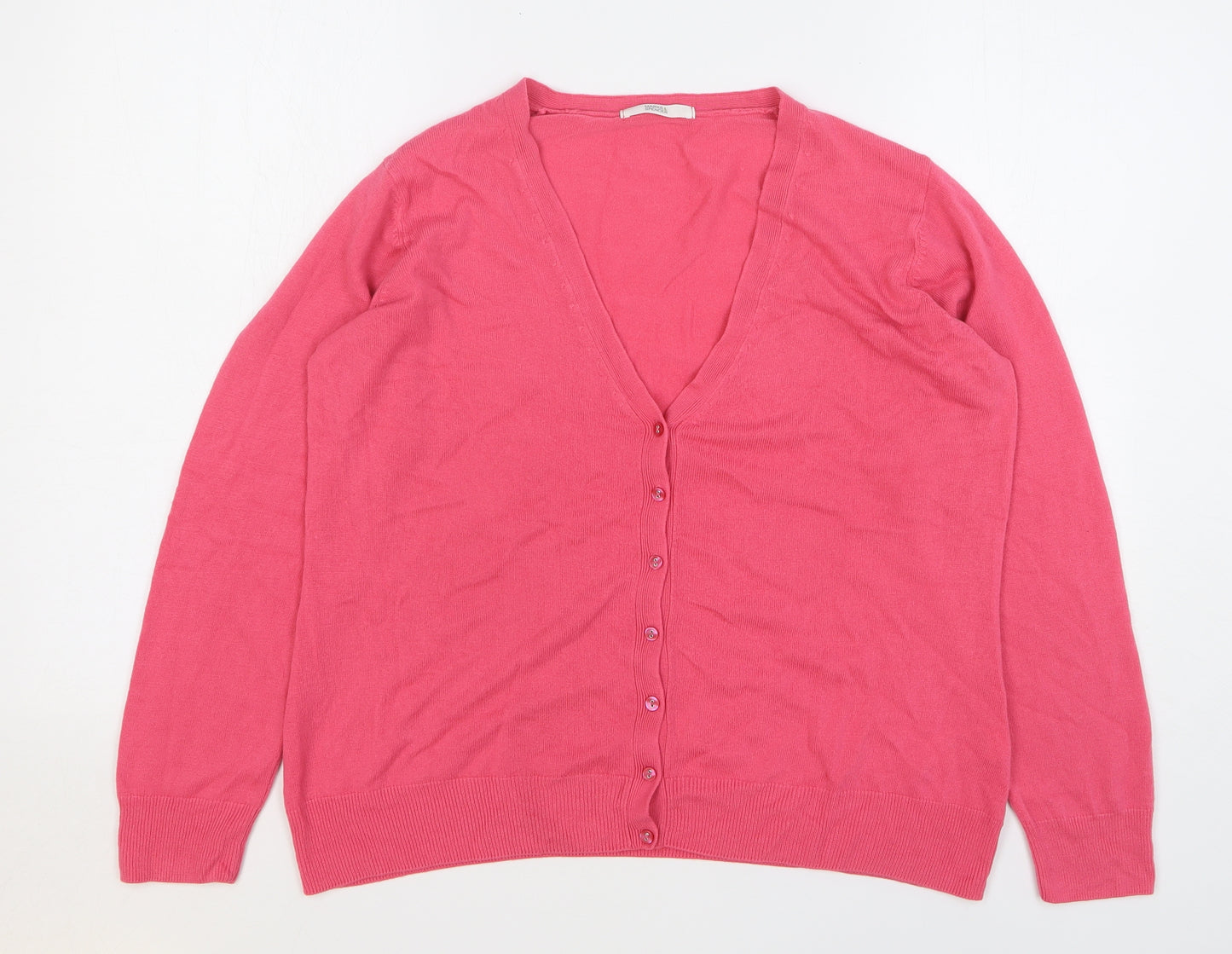 Marks and Spencer Womens Pink V-Neck Acrylic Cardigan Jumper Size 18