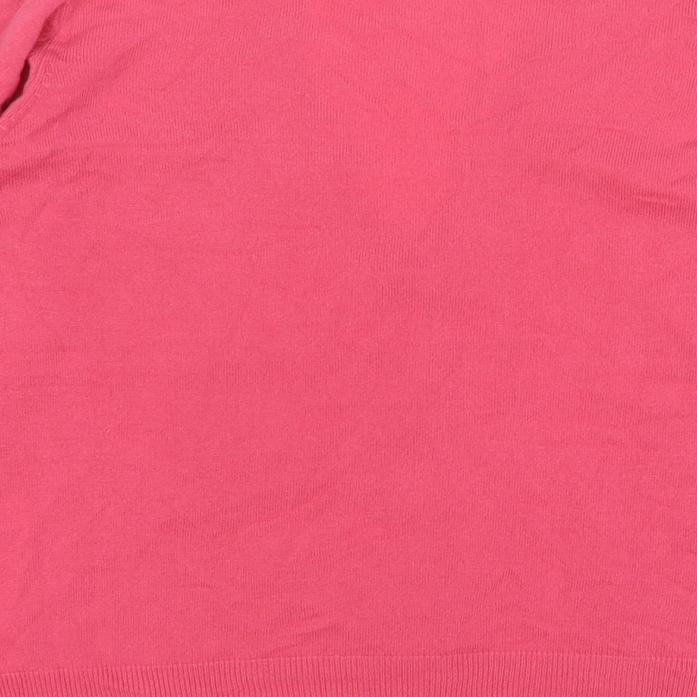Marks and Spencer Womens Pink V-Neck Acrylic Cardigan Jumper Size 18