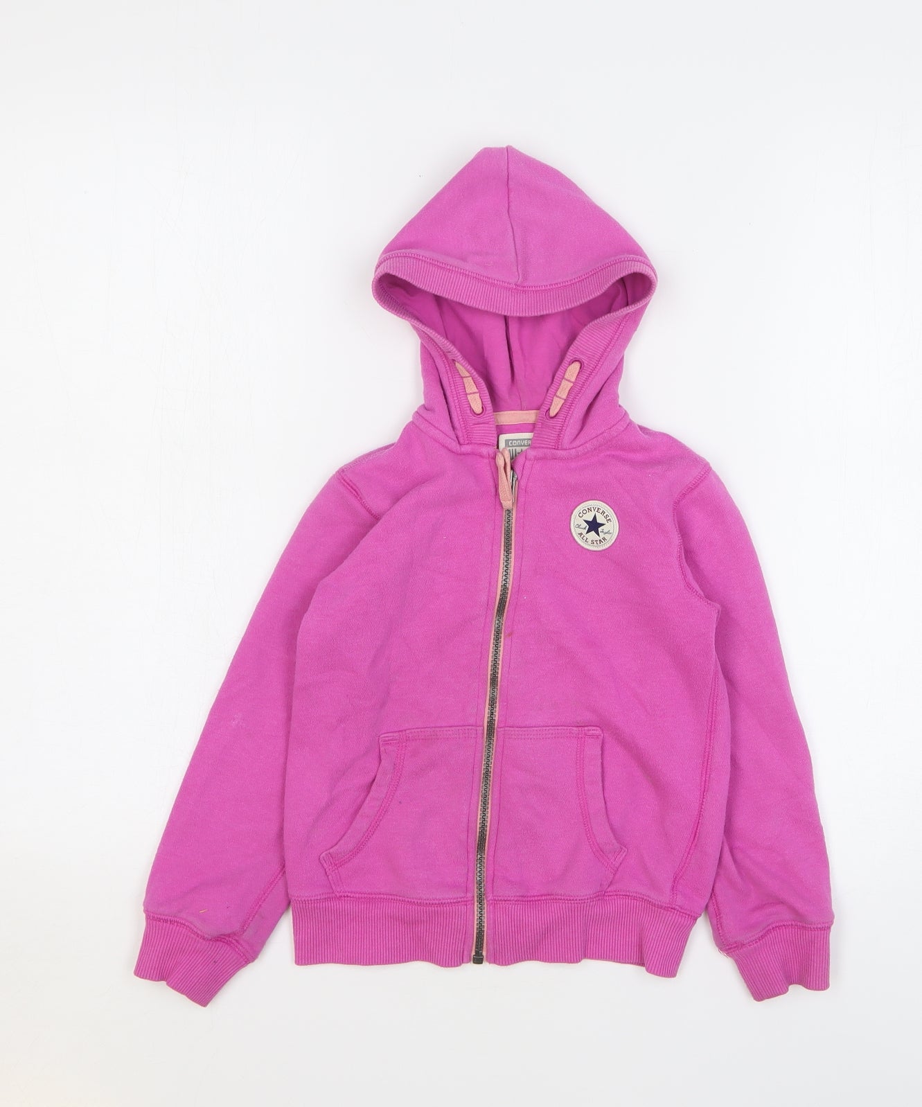 Converse Girls Pink Cotton Full Zip Hoodie Size 5-6 Years Zip