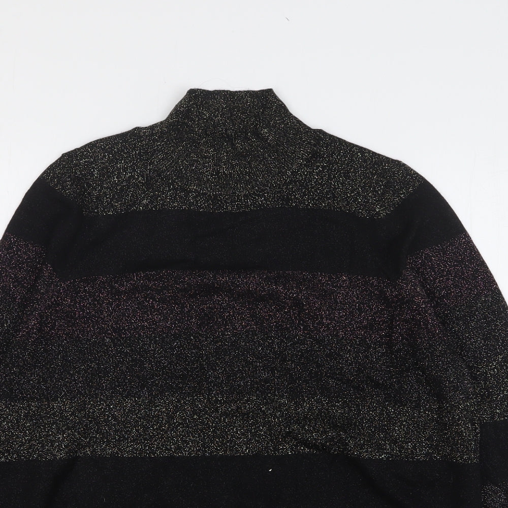 F&F Womens Multicoloured High Neck Striped Viscose Pullover Jumper Size 20