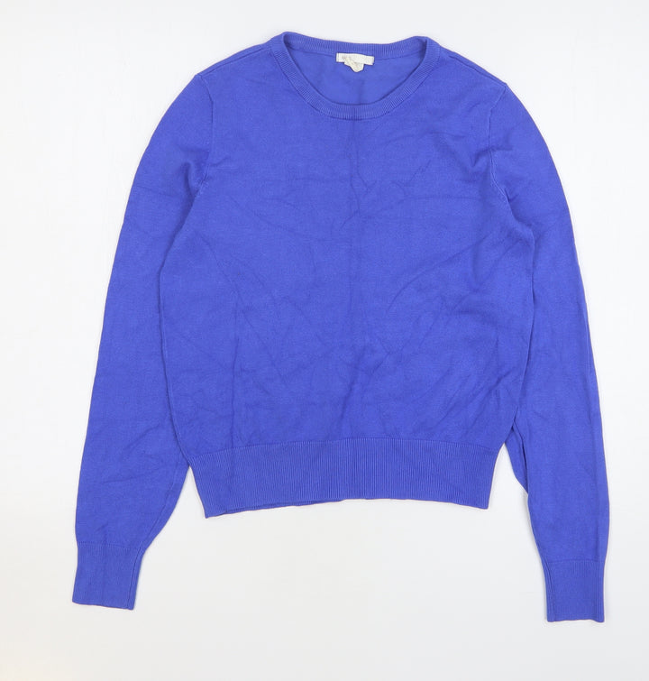 H&M Womens Blue Round Neck Viscose Pullover Jumper Size S