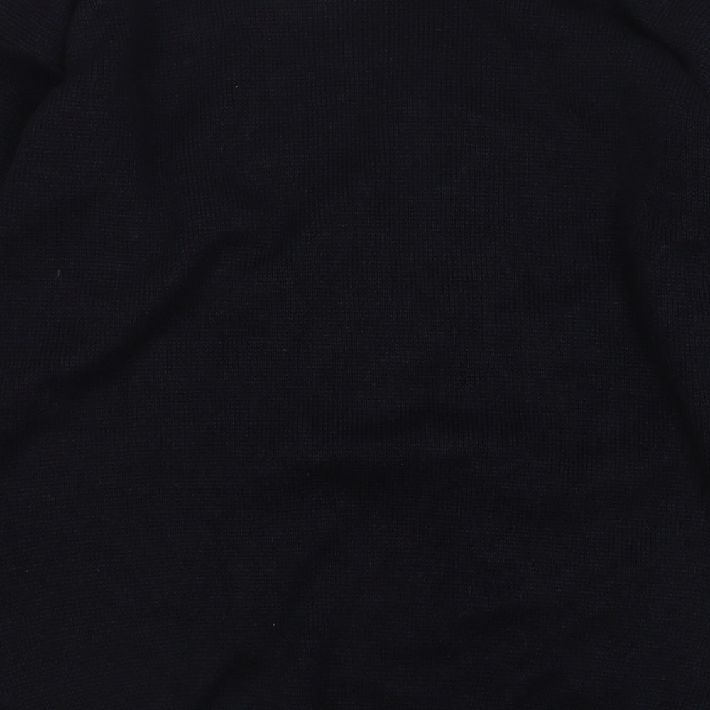 La Chern Womens Black Round Neck Floral Acrylic Pullover Jumper One Size