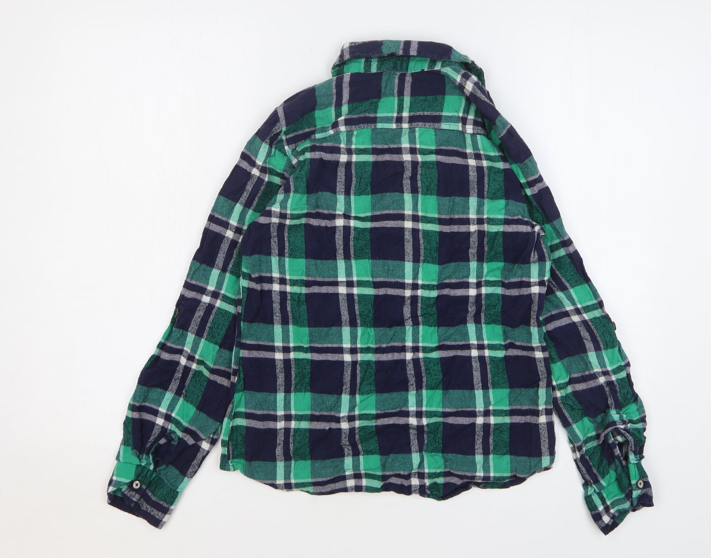 Atmosphere Womens Green Check Cotton Basic Button-Up Size 8 Collared