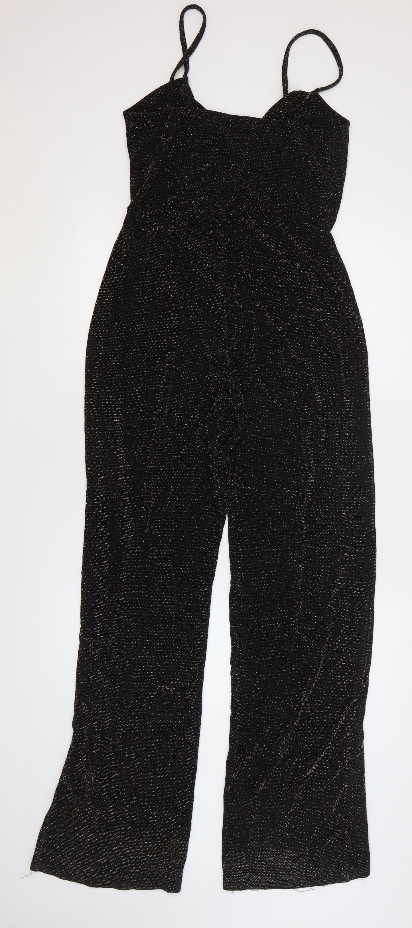 PRETTYLITTLETHING Womens Black Polyester Jumpsuit One-Piece Size 14