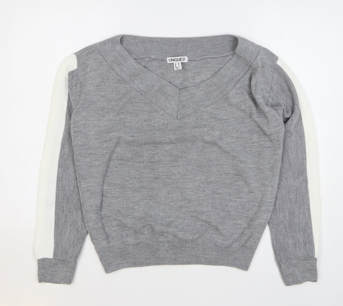 Unique 21 Womens Grey Acrylic Pullover Sweatshirt Size 10 Pullover