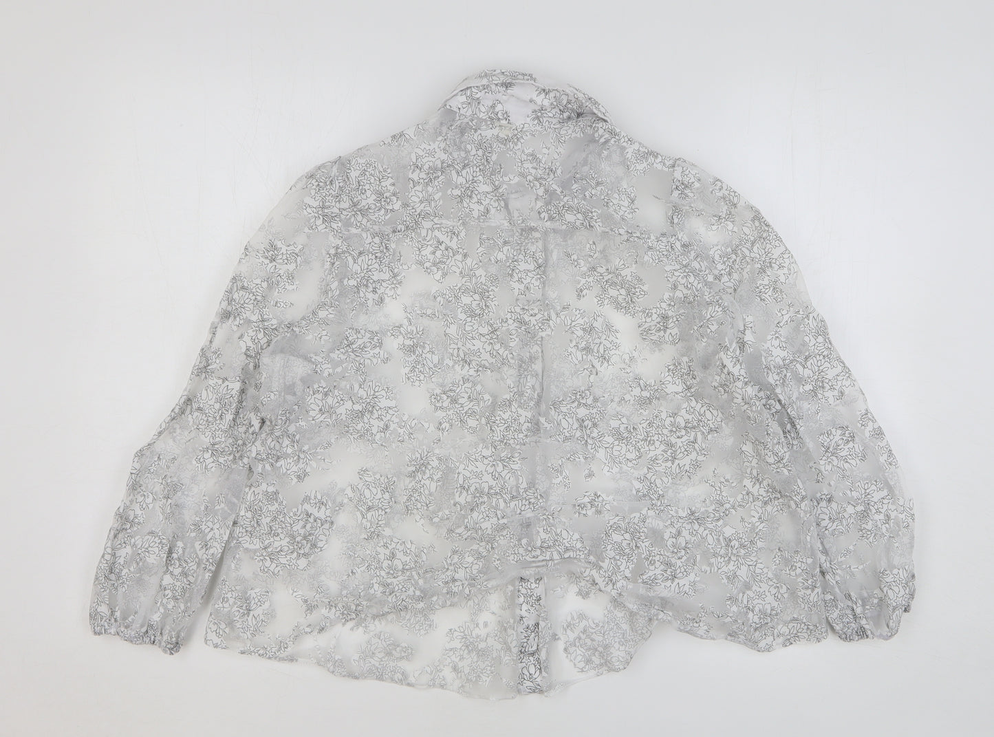 River Island Womens White Floral Polyester Basic Button-Up Size 10 Collared