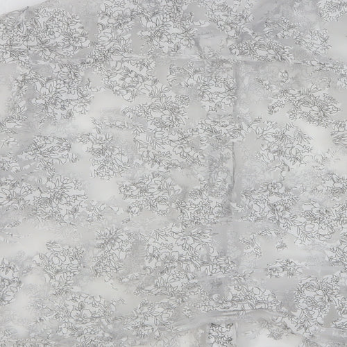 River Island Womens White Floral Polyester Basic Button-Up Size 10 Collared