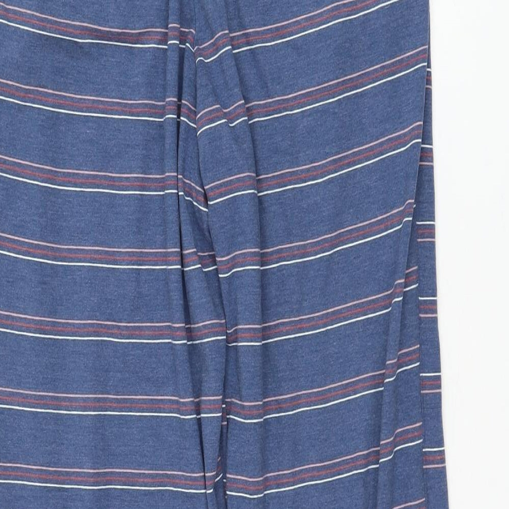 Dunnes Stores Mens Blue Striped Cotton Jogger Trousers Size M L30 in Regular Drawstring