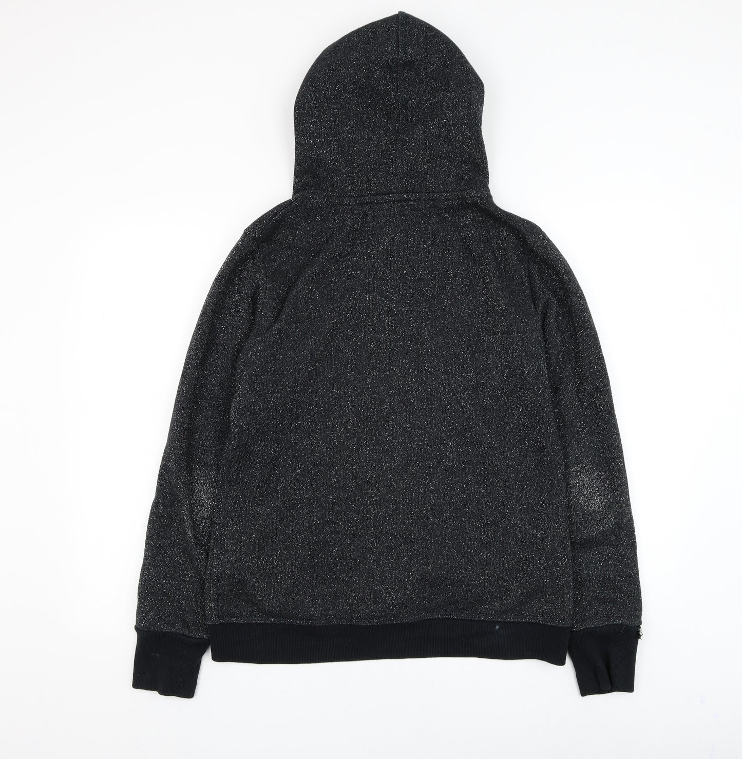 Superdry Womens Black Cotton Full Zip Hoodie Size L Zip