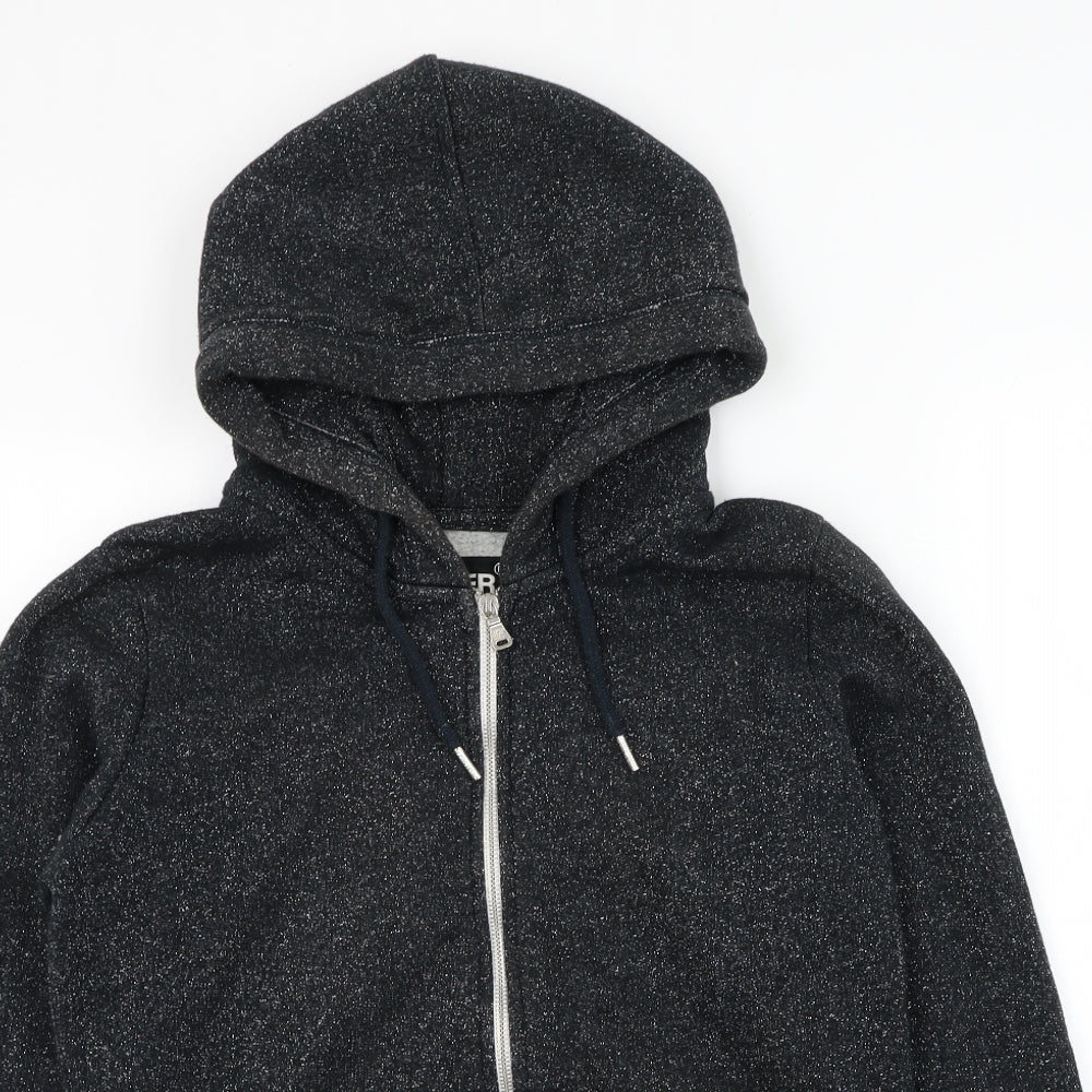 Superdry Womens Black Cotton Full Zip Hoodie Size L Zip