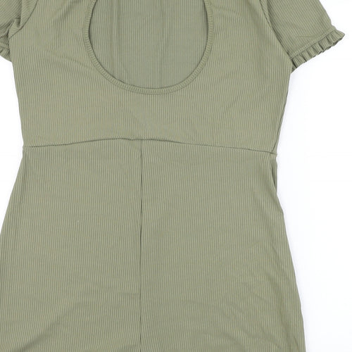 Miss Selfridge Womens Green Polyester Playsuit One-Piece Size 14 Button - Key Hole Back