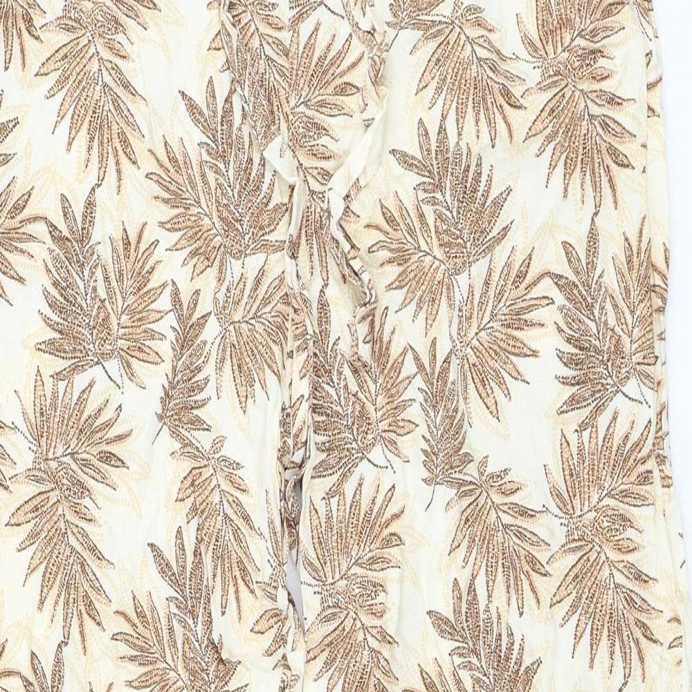 Primark Womens Beige Geometric Viscose Trousers Size 18 L28 in Regular Drawstring