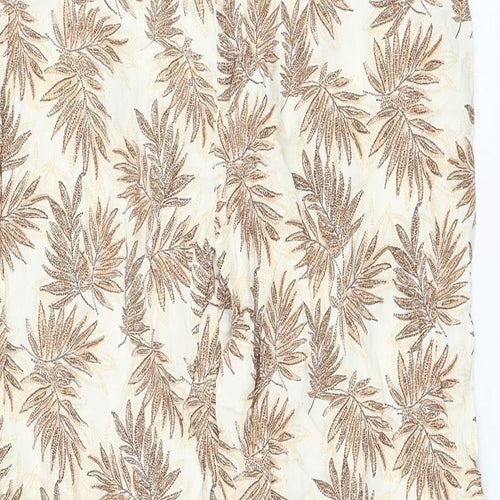 Primark Womens Beige Geometric Viscose Trousers Size 18 L28 in Regular Drawstring