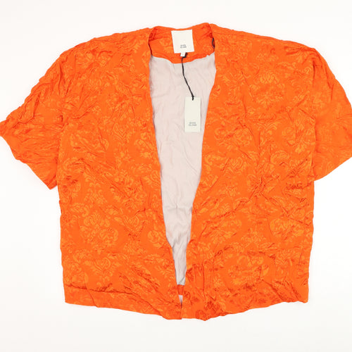 River Island Womens Orange V-Neck Geometric Viscose Cardigan Jumper Size S