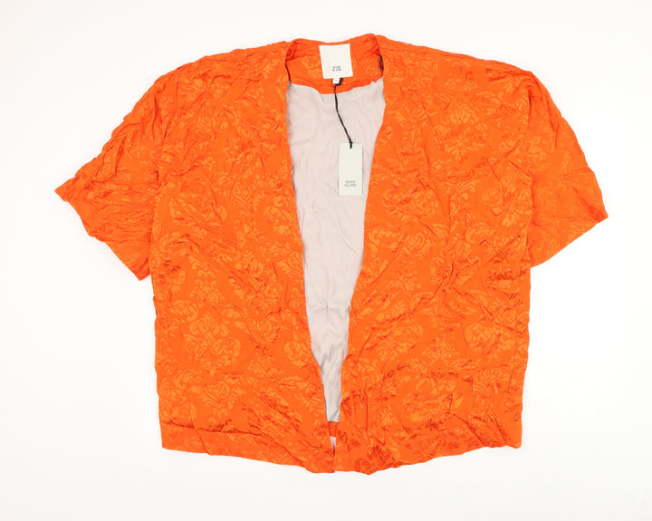 River Island Womens Orange V-Neck Geometric Viscose Cardigan Jumper Size S