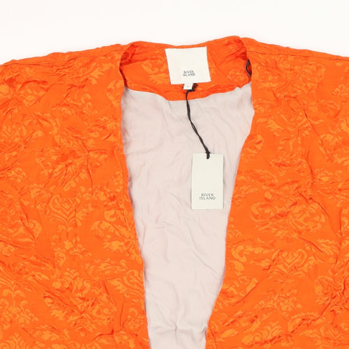 River Island Womens Orange V-Neck Geometric Viscose Cardigan Jumper Size S