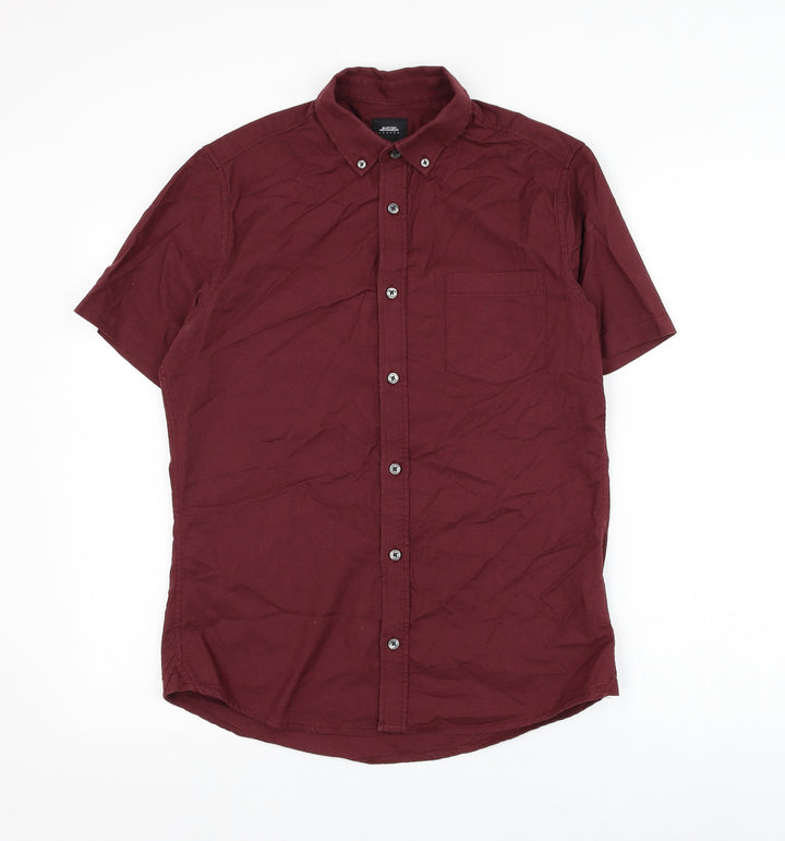 Burton Mens Red Cotton Button-Up Size S Collared Button