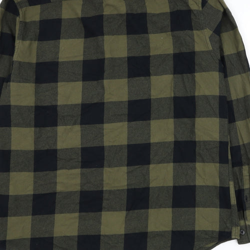New Look Mens Green Check Cotton Button-Up Size M Collared Button