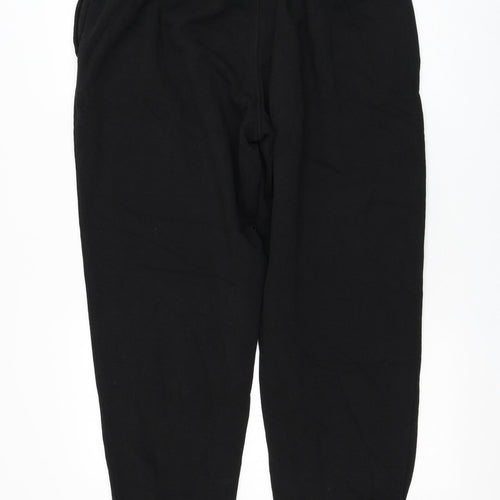 Crivit Mens Black Cotton Jogger Trousers Size 32 in L28 in Regular Drawstring