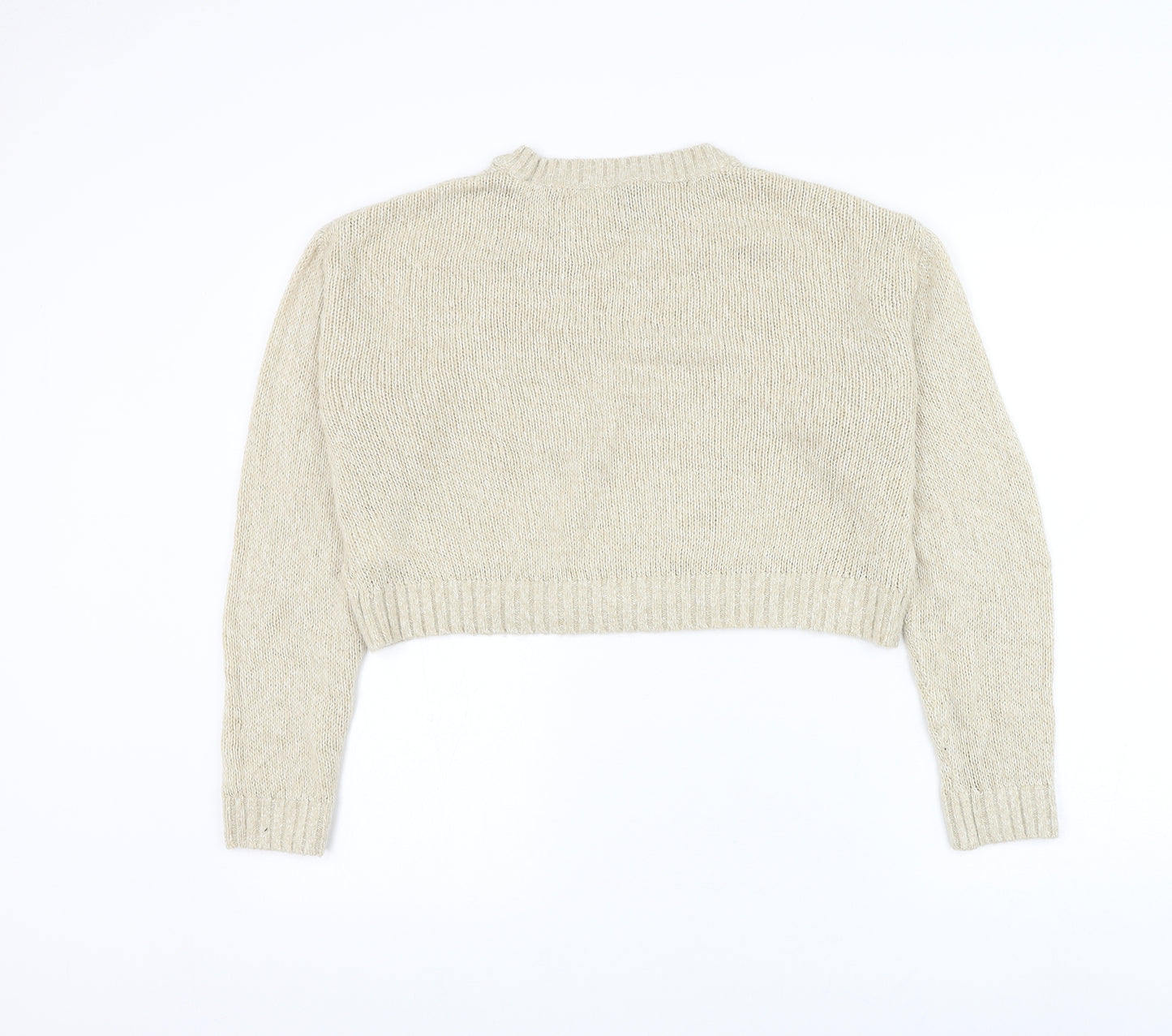 Divided by H&M Womens Beige Round Neck Acrylic Pullover Jumper Size M - Cropped