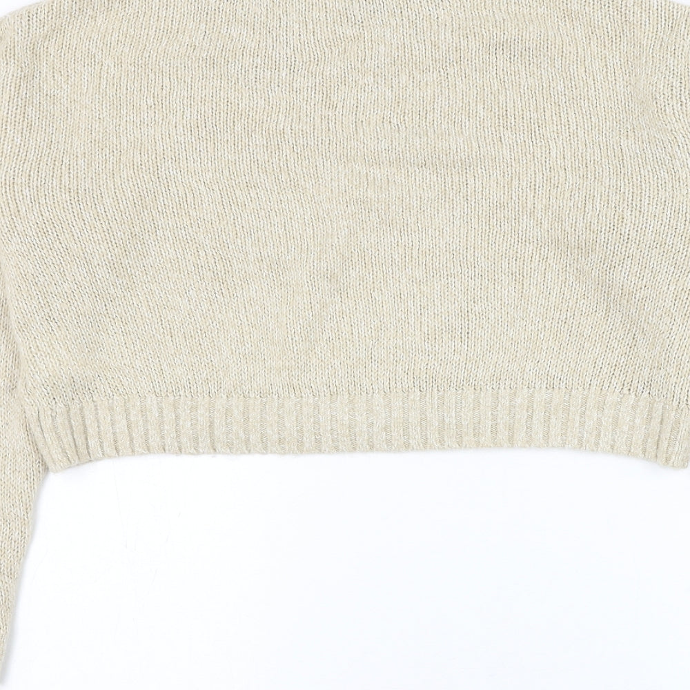 Divided by H&M Womens Beige Round Neck Acrylic Pullover Jumper Size M - Cropped