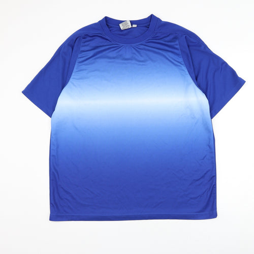 Boronia Mens Blue Polyester Basic T-Shirt Size XL Round Neck Pullover