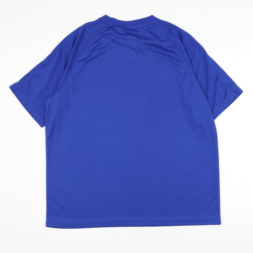 Boronia Mens Blue Polyester Basic T-Shirt Size XL Round Neck Pullover