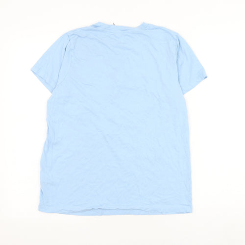 Primark Womens Blue Cotton Basic T-Shirt Size 10 Round Neck - Live More Worry Less