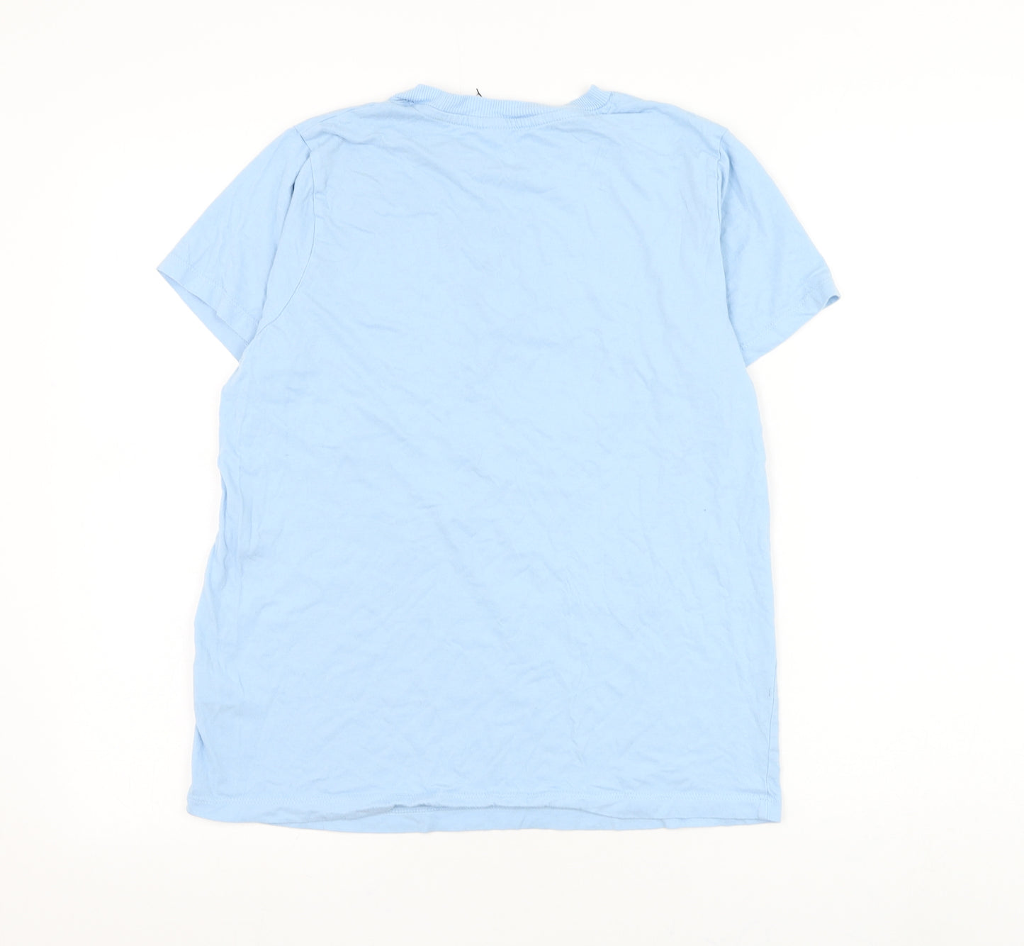 Primark Womens Blue Cotton Basic T-Shirt Size 10 Round Neck - Live More Worry Less