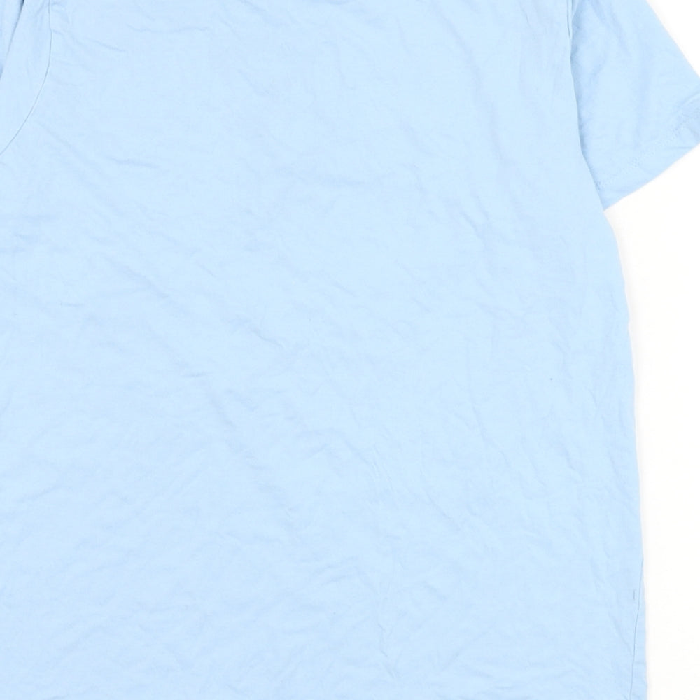 Primark Womens Blue Cotton Basic T-Shirt Size 10 Round Neck - Live More Worry Less
