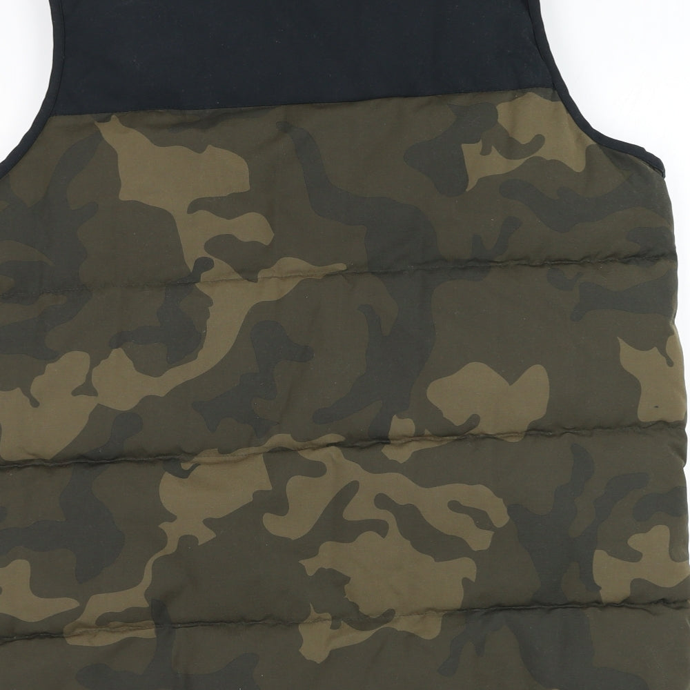 F&F Mens Green Camouflage Gilet Jacket Size L Zip