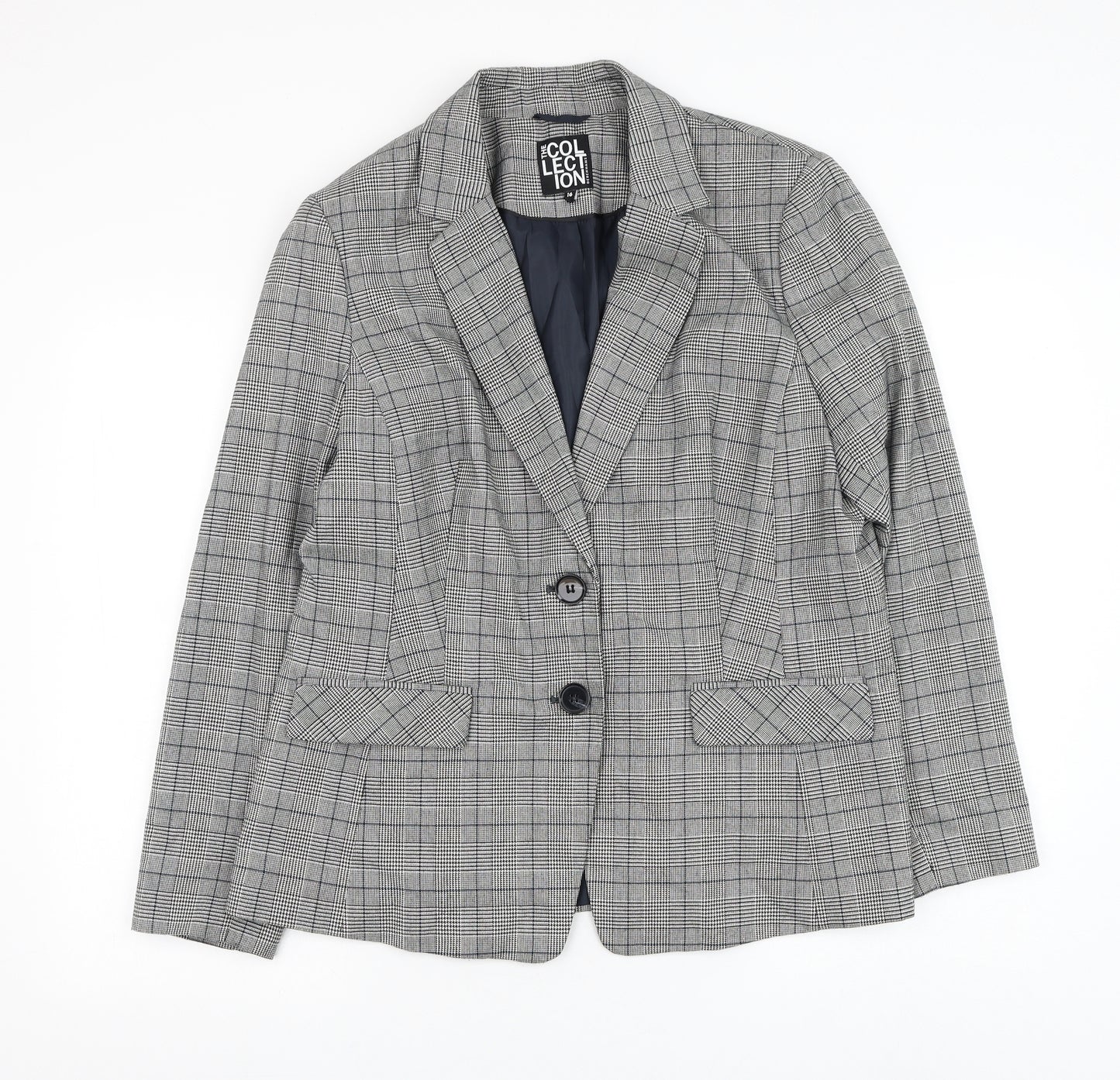 Debenhams Womens Grey Check Jacket Blazer Size 16 Button