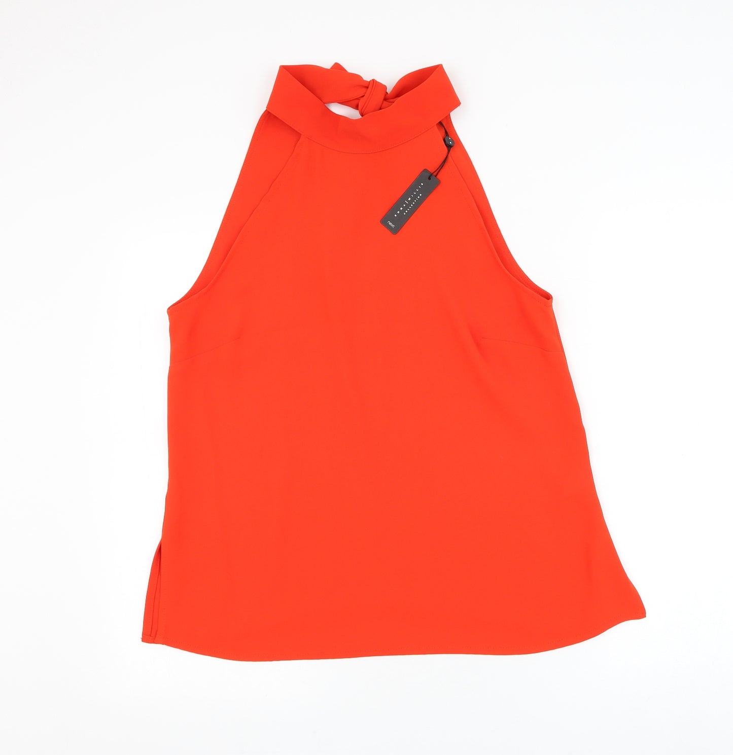 NEXT Womens Red Polyester Basic Blouse Size 14 Mock Neck