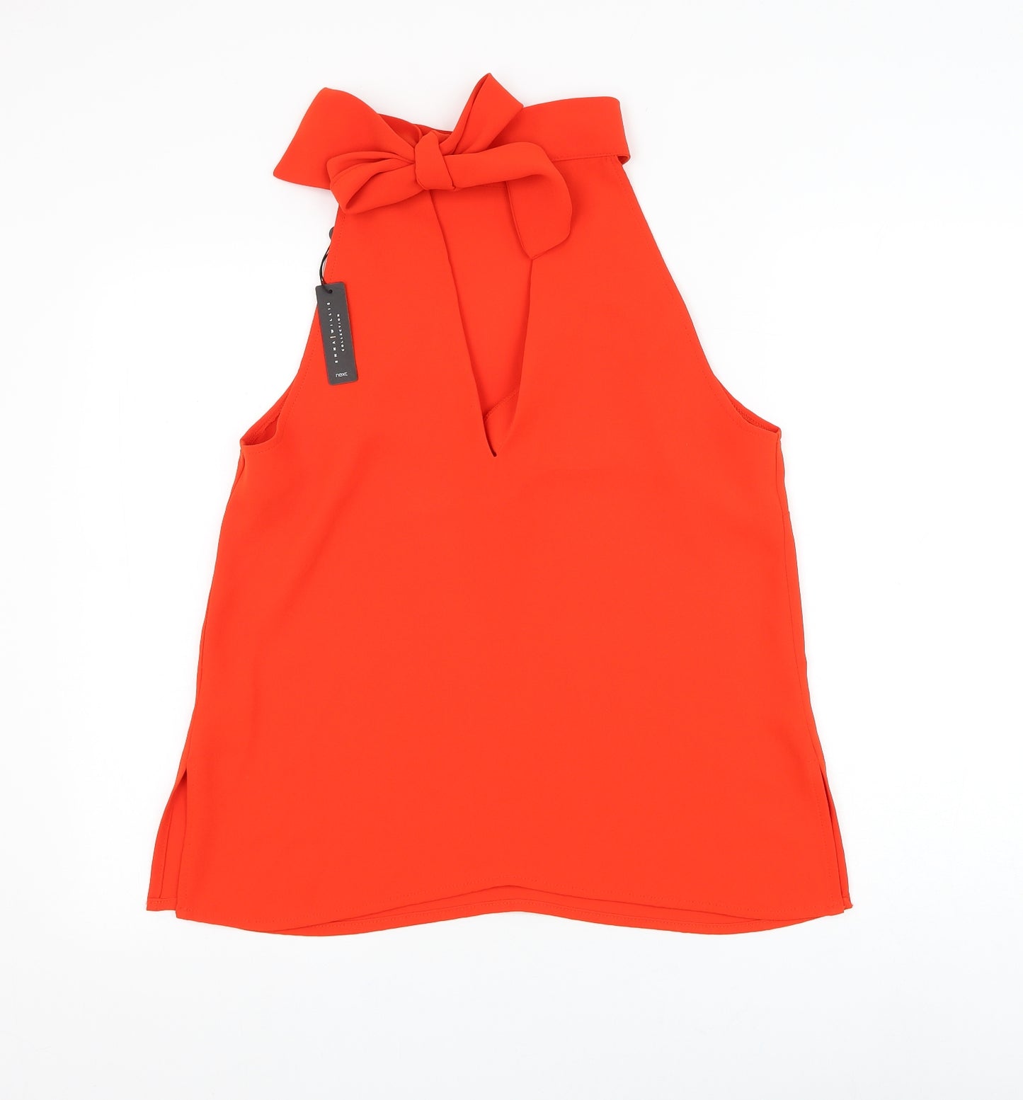 NEXT Womens Red Polyester Basic Blouse Size 14 Mock Neck