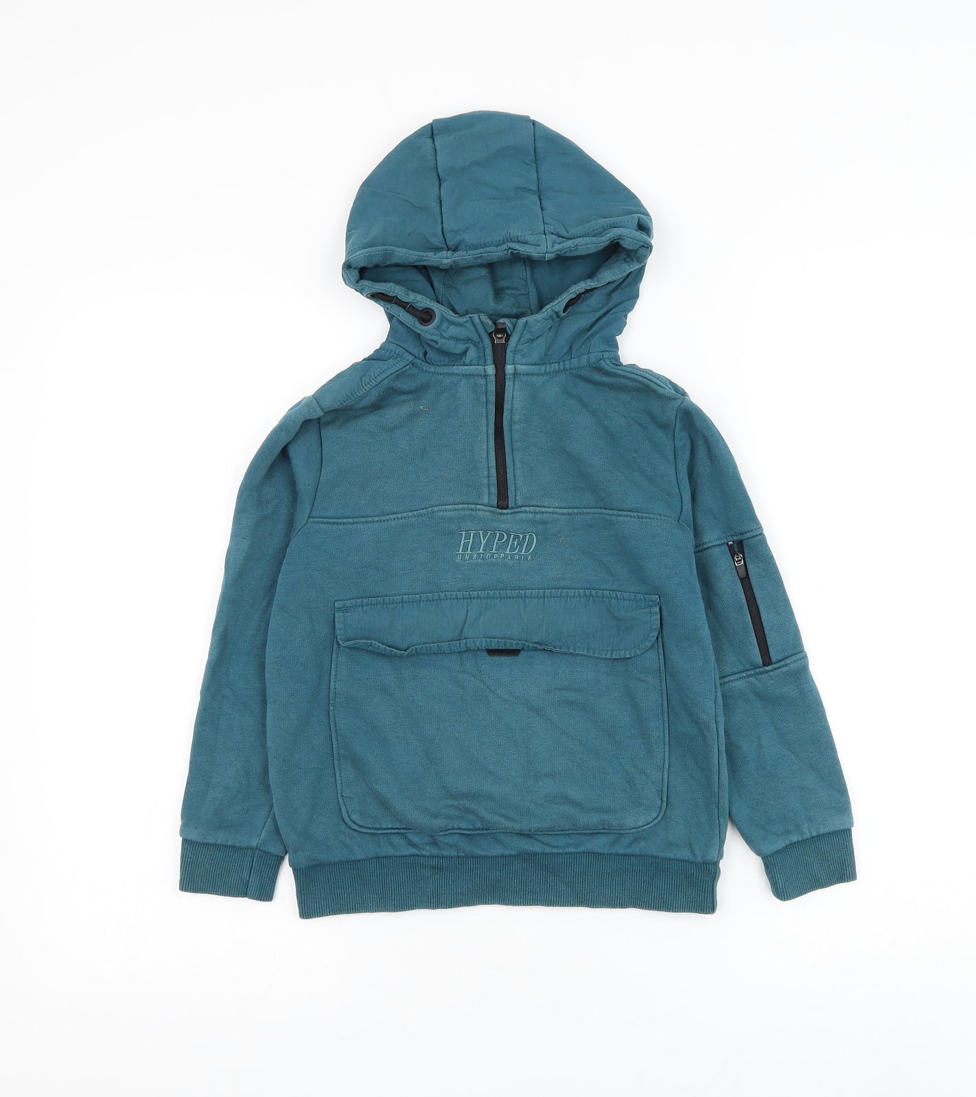 George Boys Blue Cotton Pullover Hoodie Size 7-8 Years Pullover - Hyped