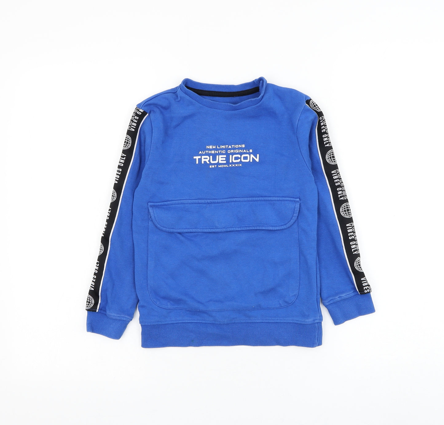 George Boys Blue Cotton Pullover Sweatshirt Size 6-7 Years Pullover - True Icon