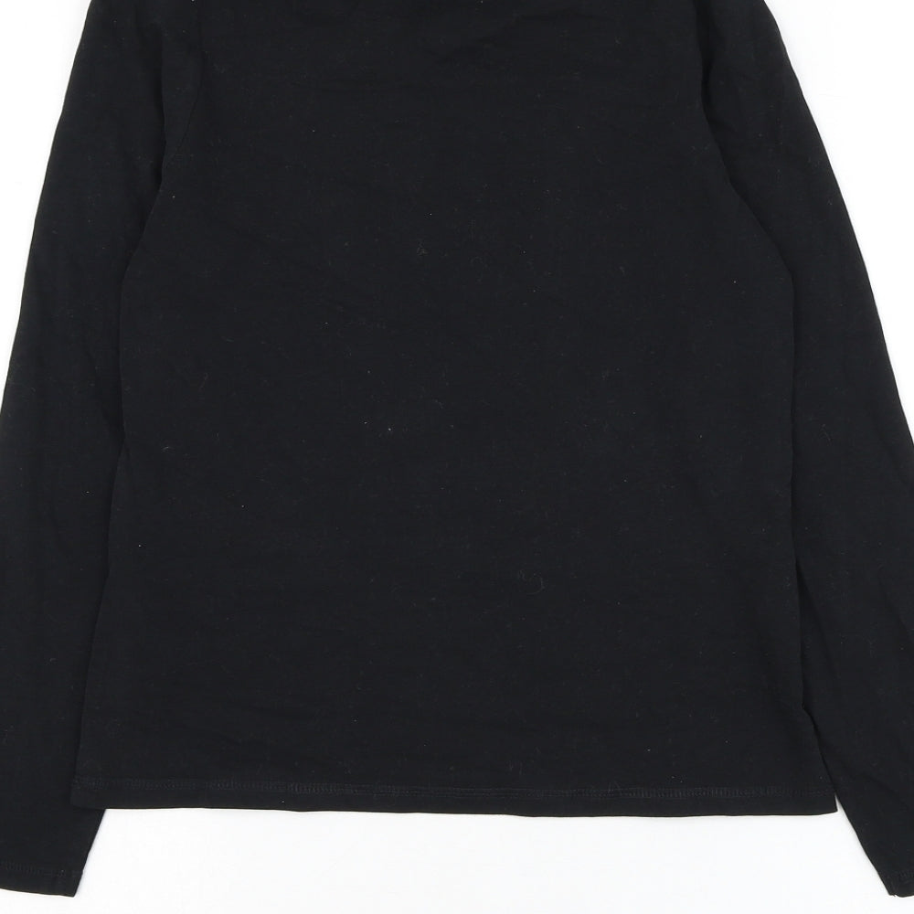 Marks and Spencer Girls Black Cotton Pullover T-Shirt Size 11-12 Years Round Neck Pullover - Love