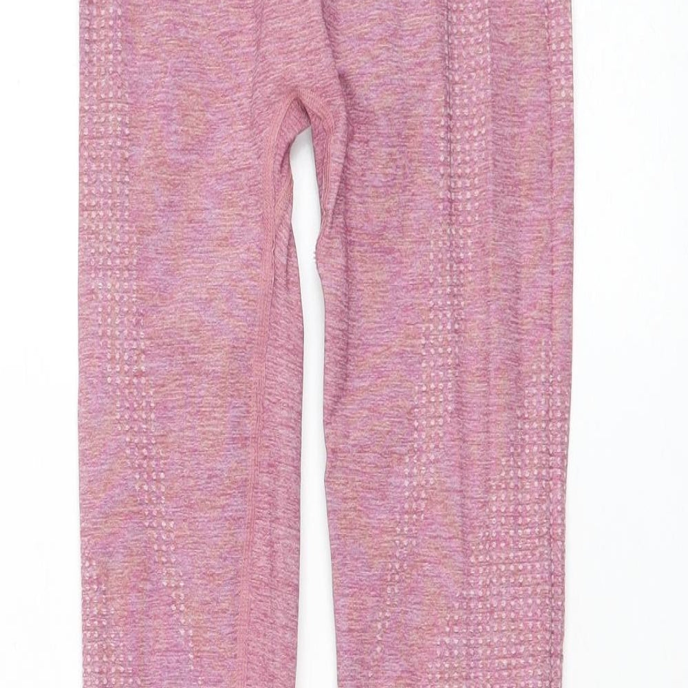 Preworn Womens Pink Polyester Compression Leggings Size 24 in L24 in Regular Pullover