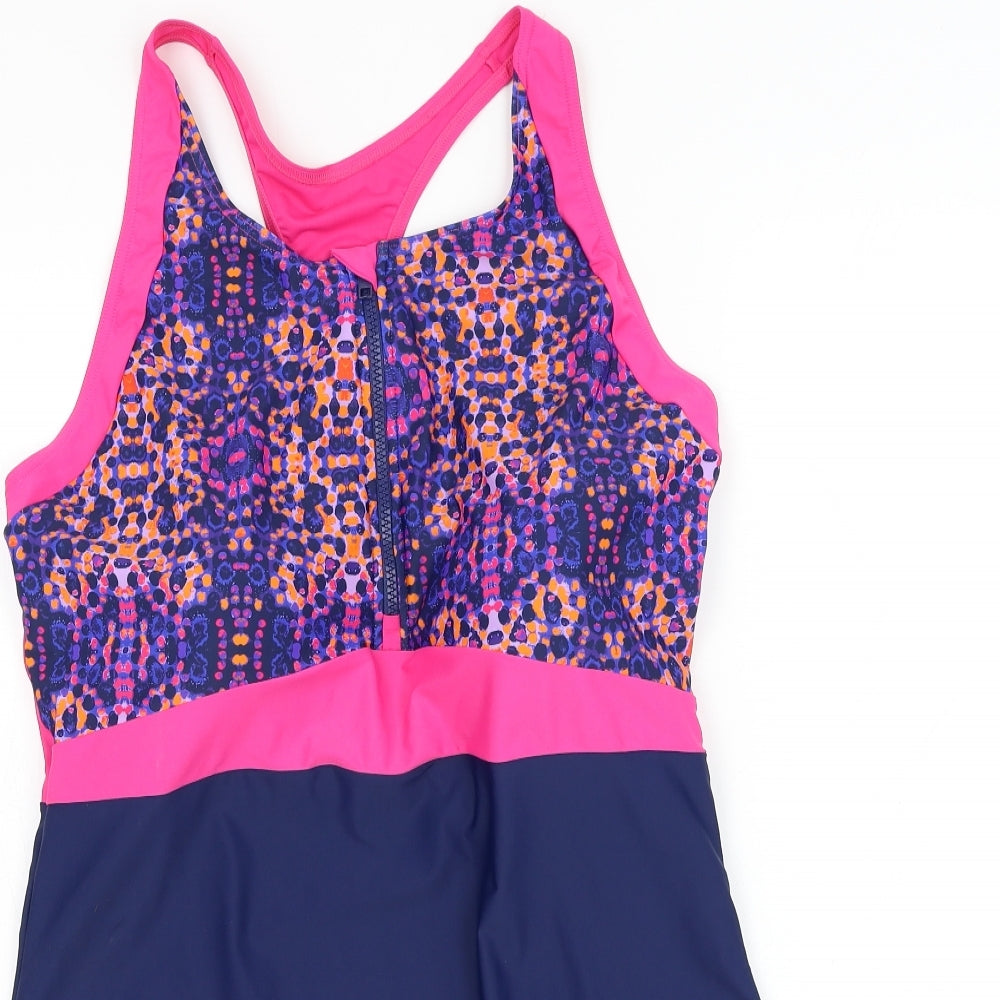 George Womens Blue Geometric Polyester One Piece Size 24